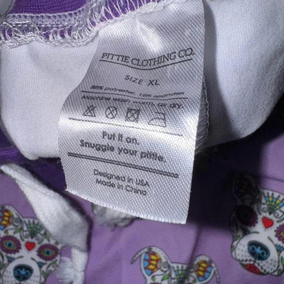 Pitbull Clothing Co Purple and black sugar skull pitbull dog pajama pants - Picture 2 of 3